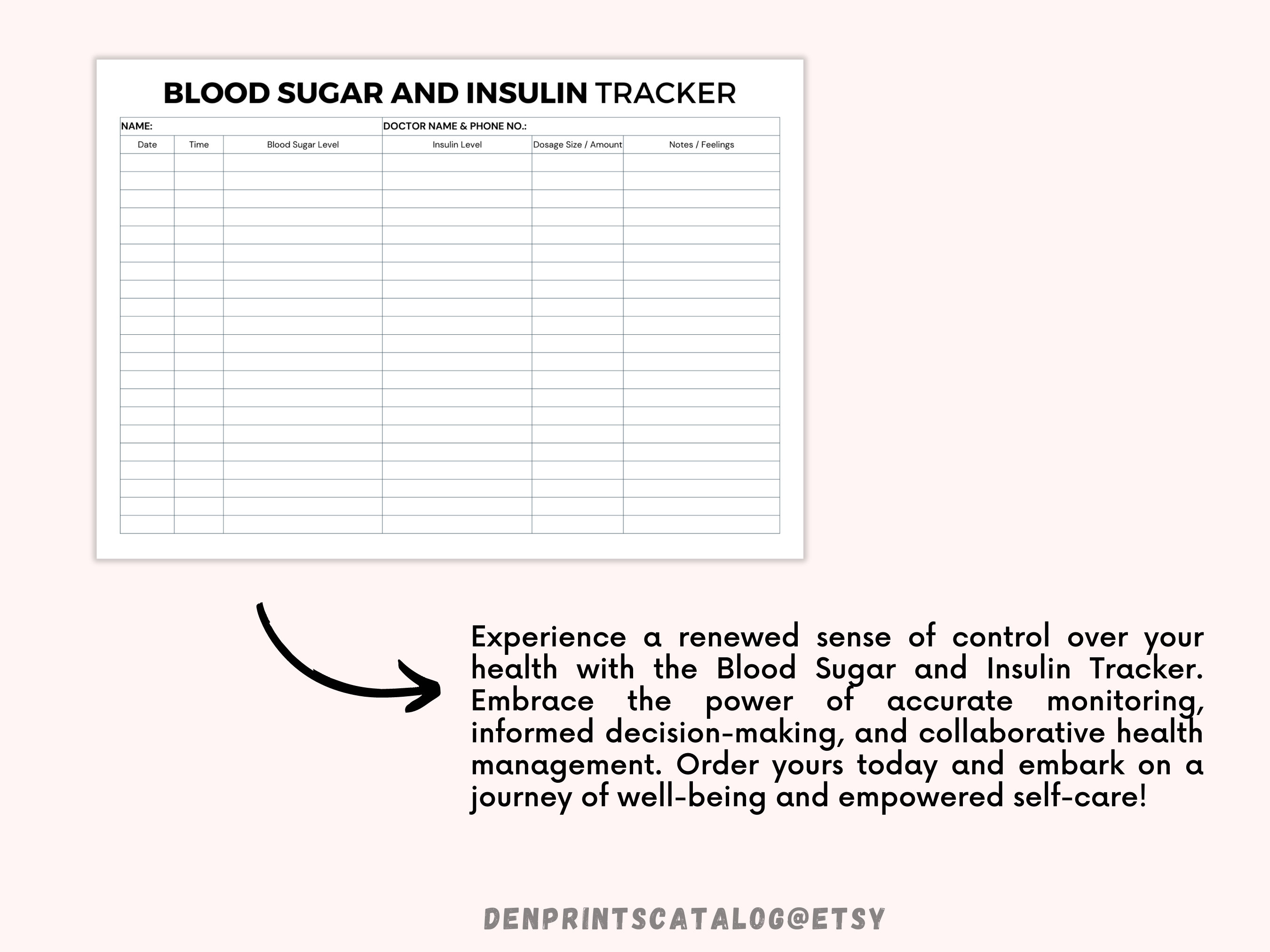Blood Sugar and Insulin Tracker Printable, Print and Write PDF, Blood ...