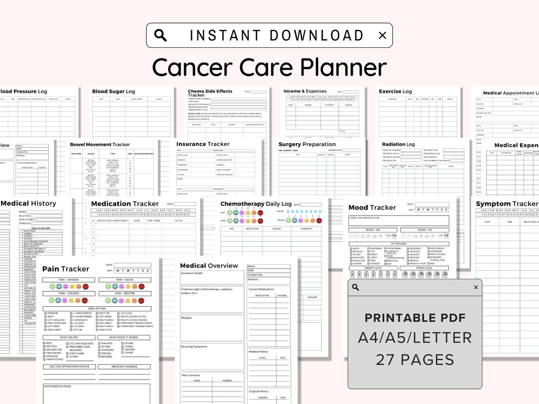 Cancer Planner Printable, Cancer Care Journal, Cancer