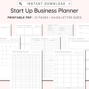 Start Up Business Planner, Business planner printable, Small business planner, New business plan, Startup Checklist, Business Checklist, PDF
