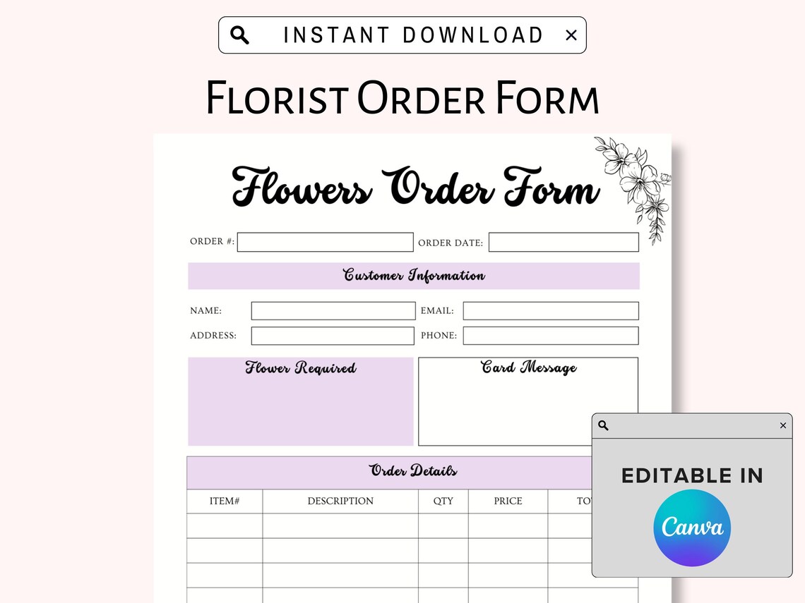Image 9 for Florist Order Form Template