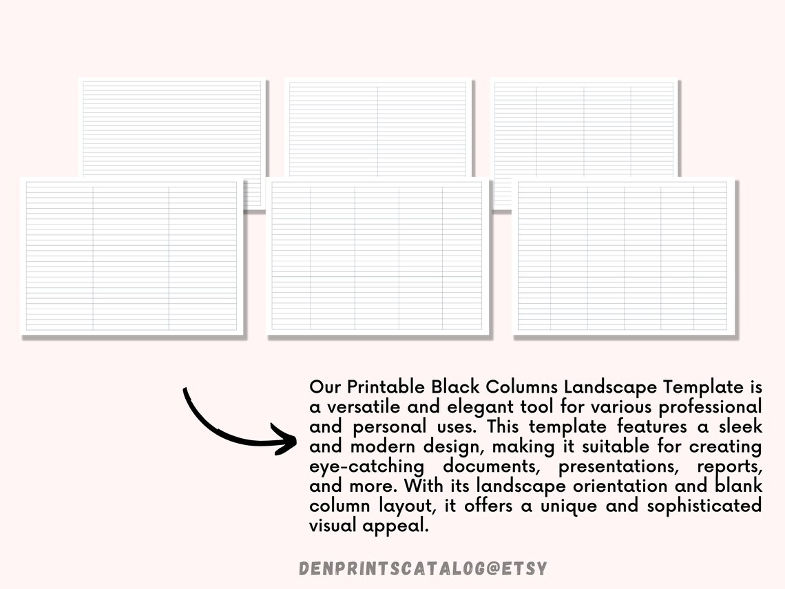 Column Table Card Printable Blank Columns Charts With Header One, Two, Three, Four, Five ...