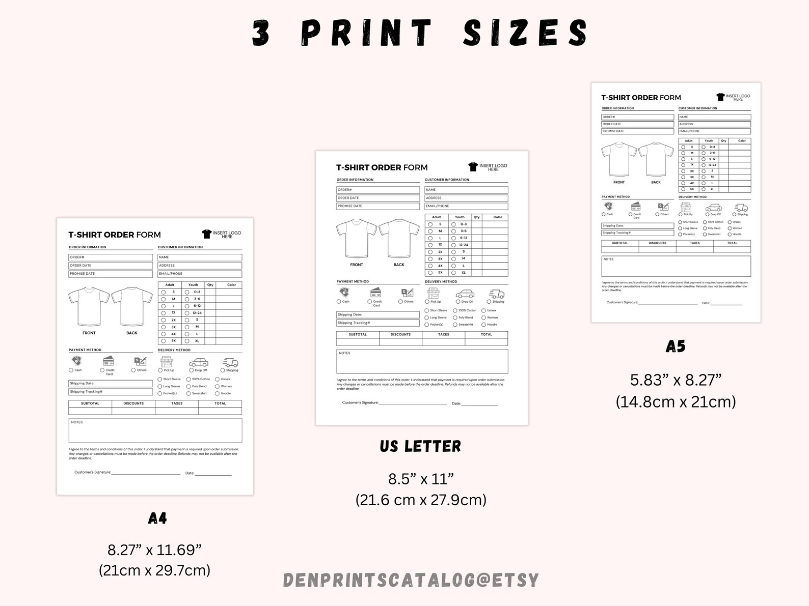 Printable T Shirt Order Form Template, Editable Order Form ...