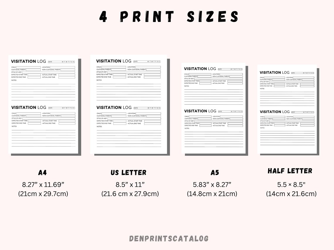 Visitation Log Printable, Child Care Log, Child Visits Tracker ...