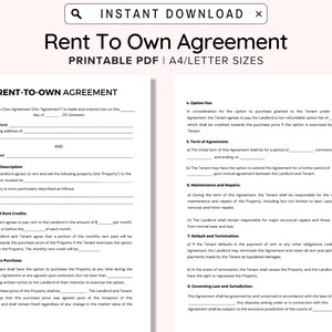 Rent to Own Agreement for Homes Etsy Rent to Own Agreement for Homes Etsy