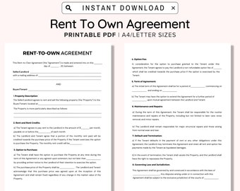 Modello di contratto di affitto con riscatto compilabile, contratto di opzione di locazione con riscatto, contratto di opzione di locazione con acquisto, download immediato, PDF