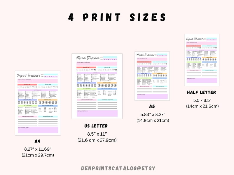 Daily Mood Tracker Simple, Printable Mood Track, Emotion tracker, Mood Journal, Mental health tracker, Anxiety Tracker, Instant Download PDF image 4