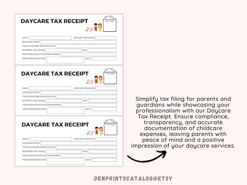 Daycare Receipts Printable, Daycare Tax Receipts,daycare Tax Statement