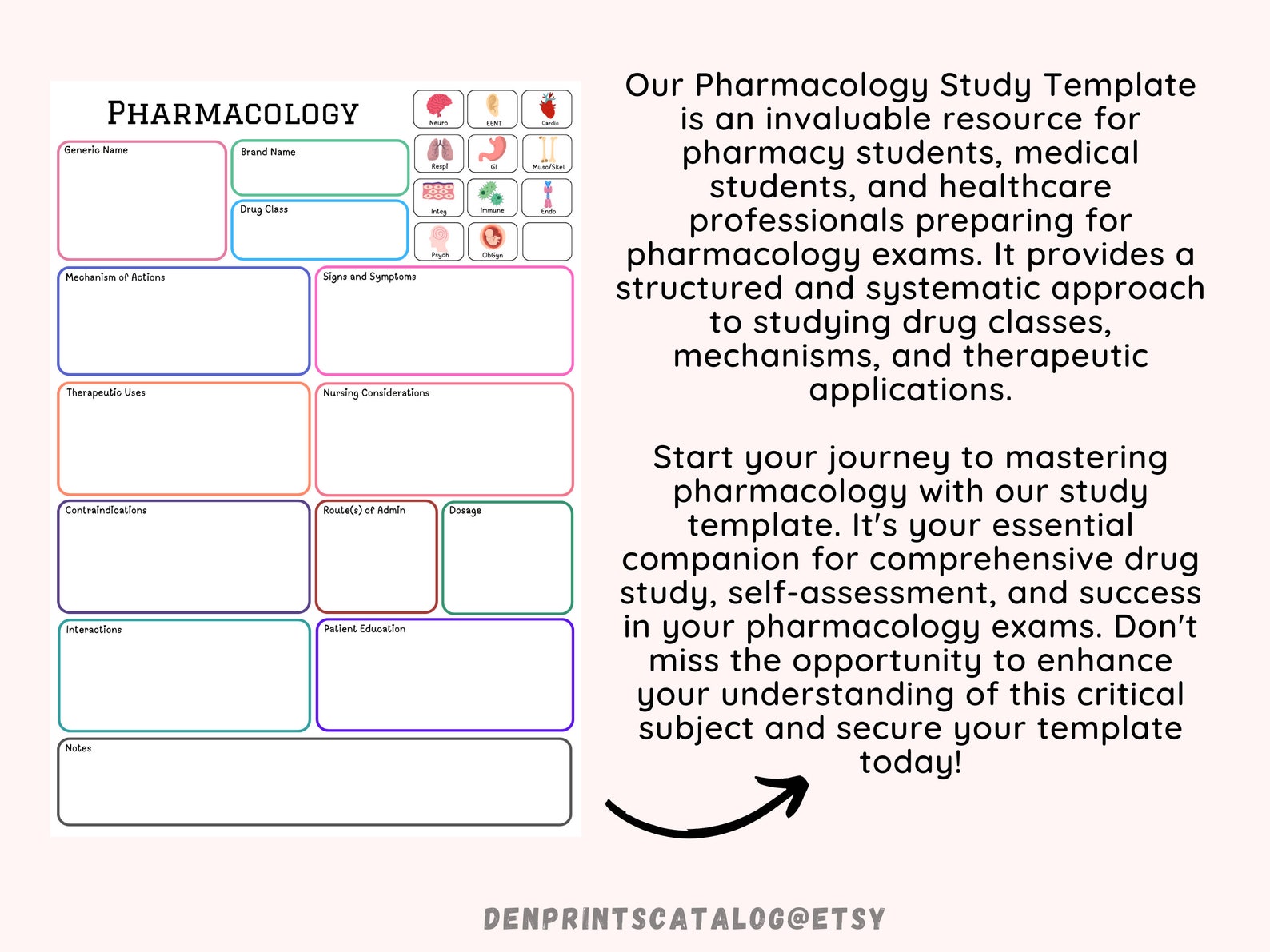 Pharmacology Printable, Drug Card Printable, Nursing School Template ...