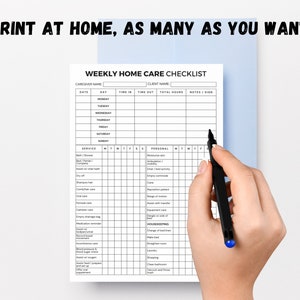 Weekly Home Care Checklist Printable, Monday Start, Caregiving Elderly ...