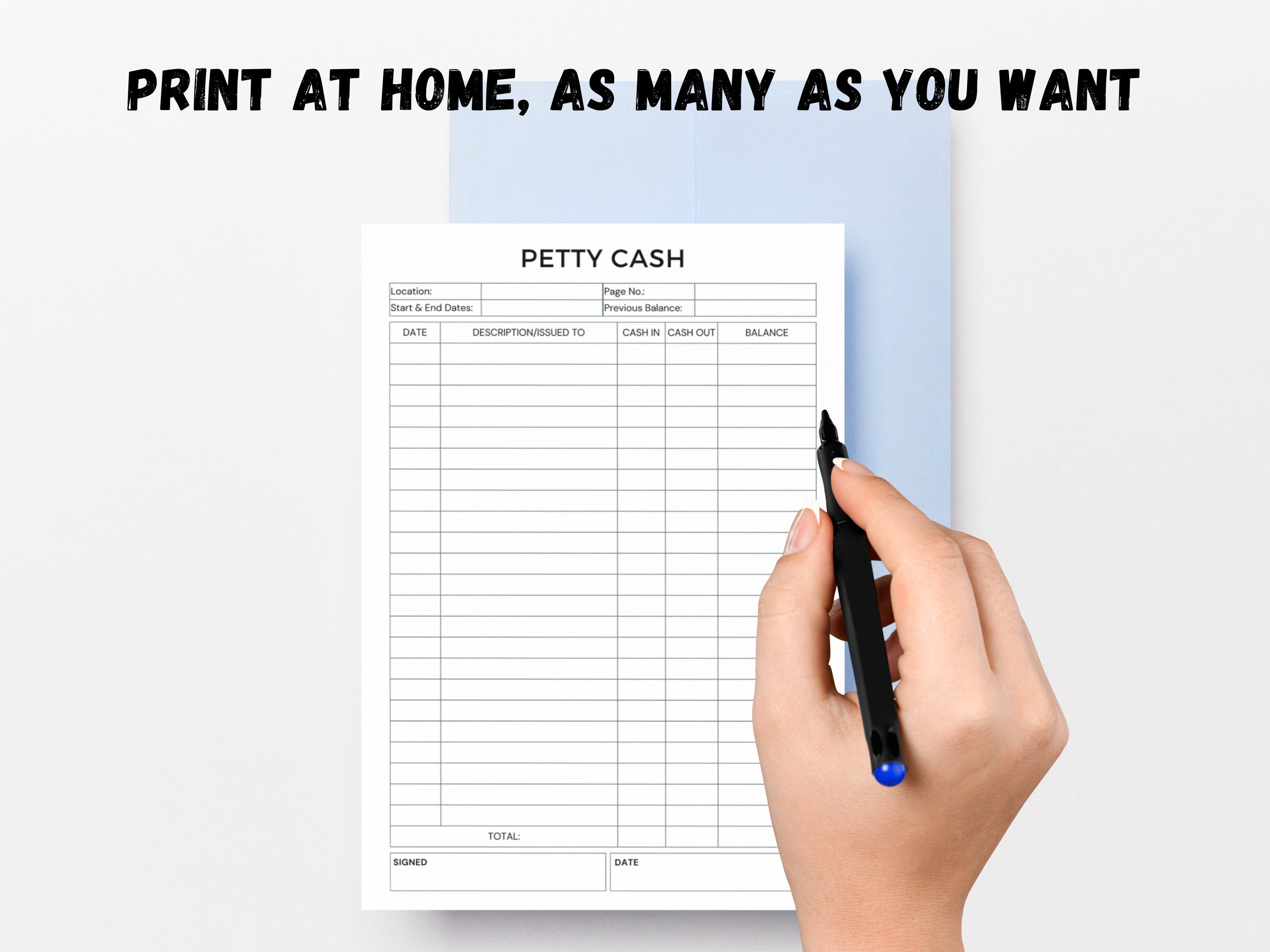 Petty Cash Ledger Printable, Petty Cash Log, Printable Petty Cash ...