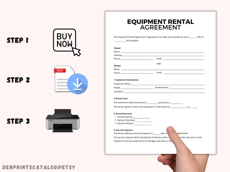 Item Rental Form Fillable PDF Equipment Rental Agreement Template Editable in Canva ...