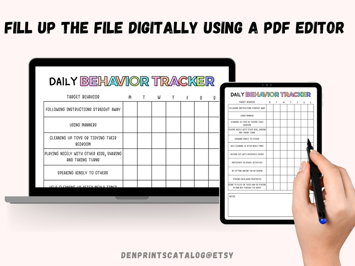 Daily Behavior Chart for Kids Printable, Good Behavior Tracking ...