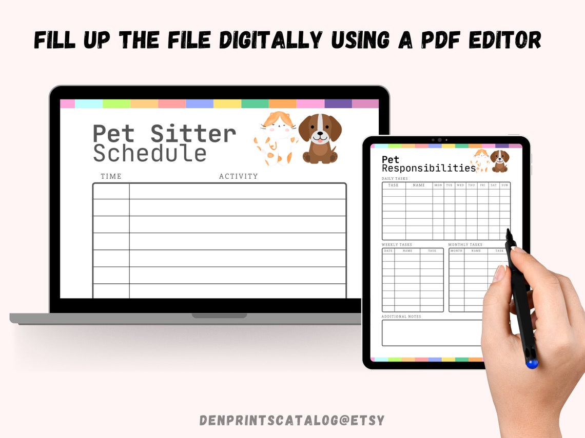 Printable Pet Planner Fillable Pet Planner Pet Care Planner - Etsy UK