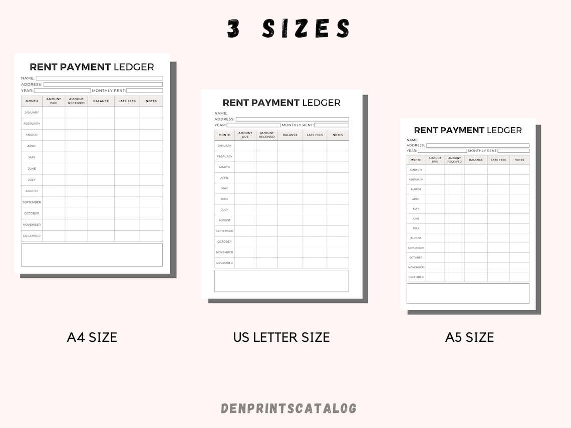 Rent Payment Ledger Printable, Tenant Payment Tracker, Rent Payment Log ...