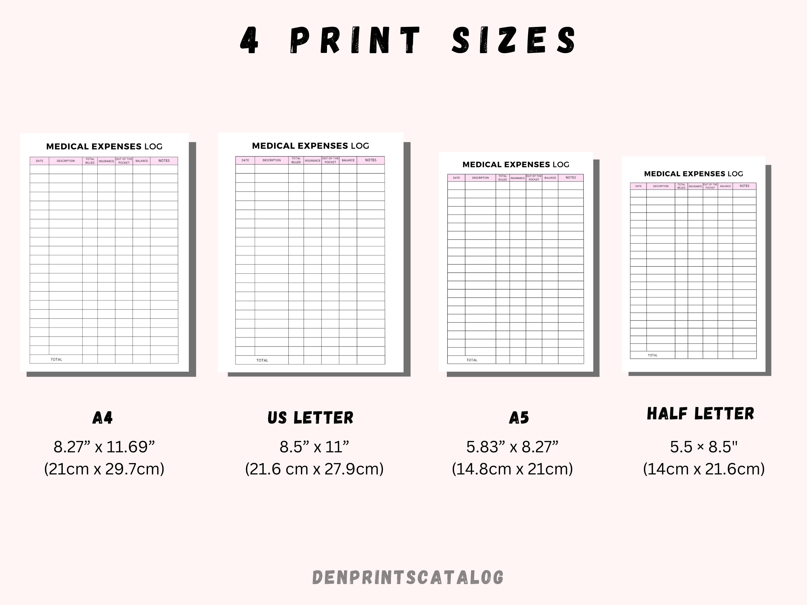 Medical Expense Record Printable, Medical Spending Tracker, Printable