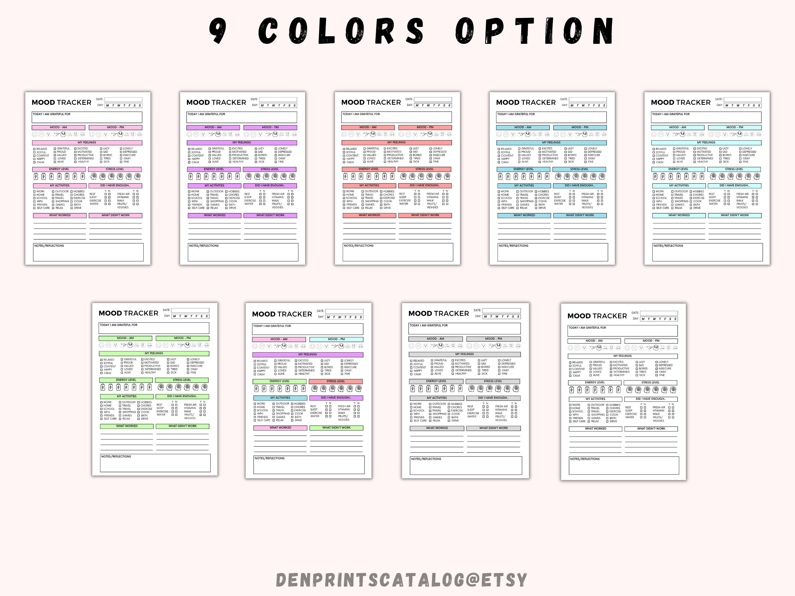 Daily Mood Tracker Printable, Printable Mood Track, Emotion Tracker