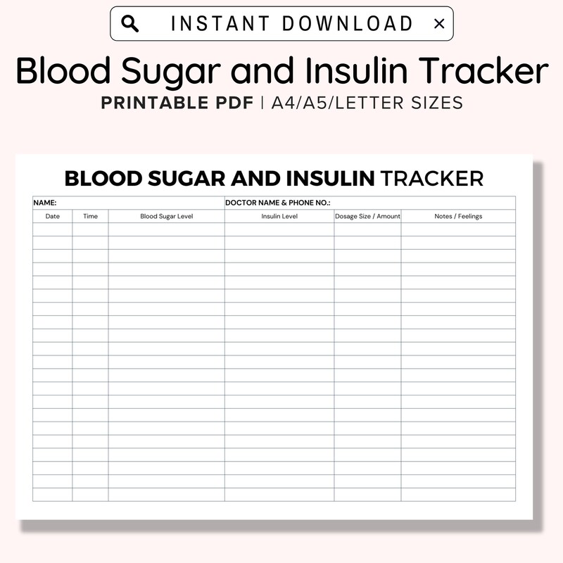 Printable Sugar Level Chart Etsy