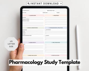 Pharmacology Study Sheet, Nursing Meds Guide (PDF)