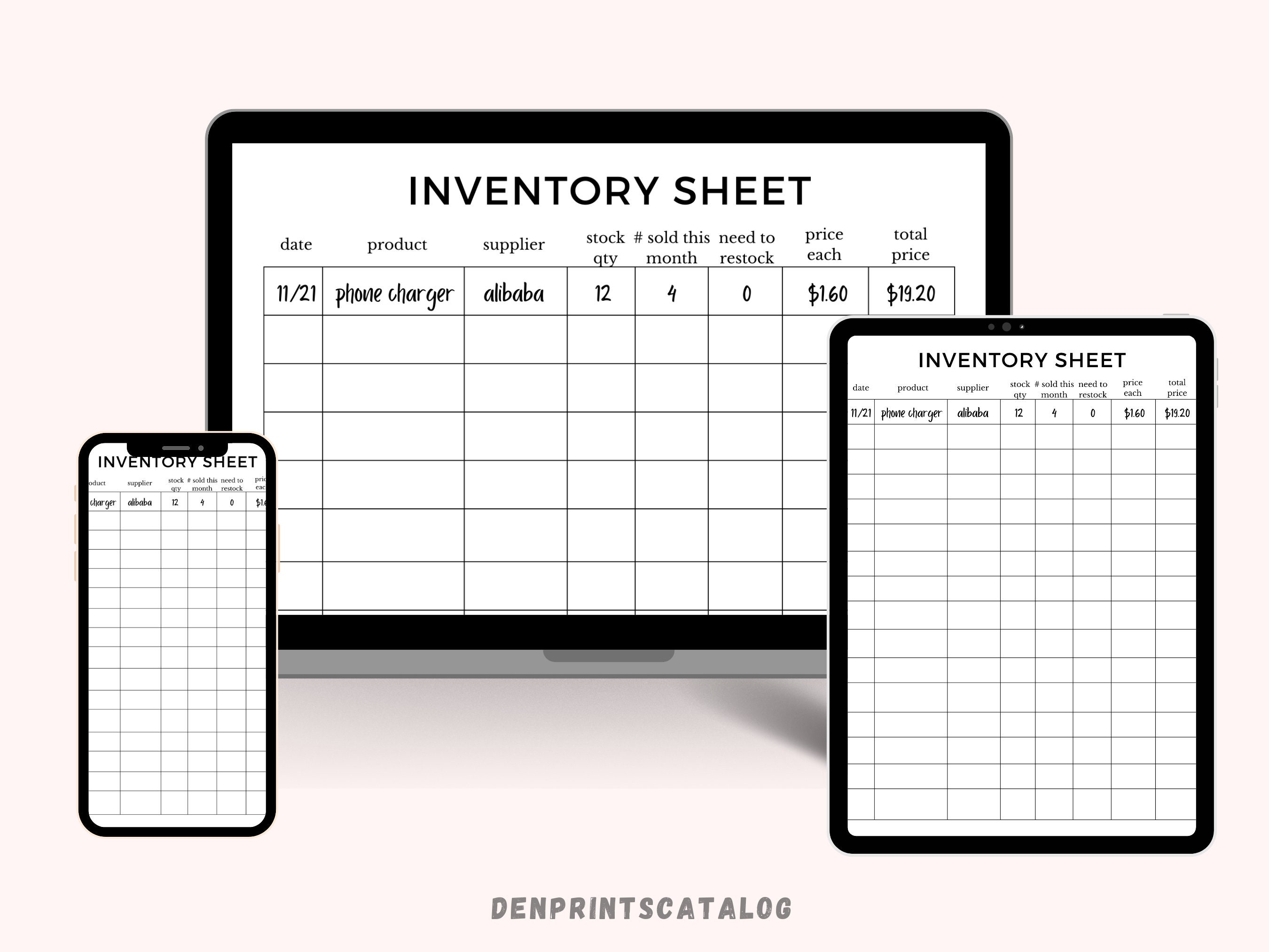 Printable Inventory Management Form Inventory Sheet Small Etsy