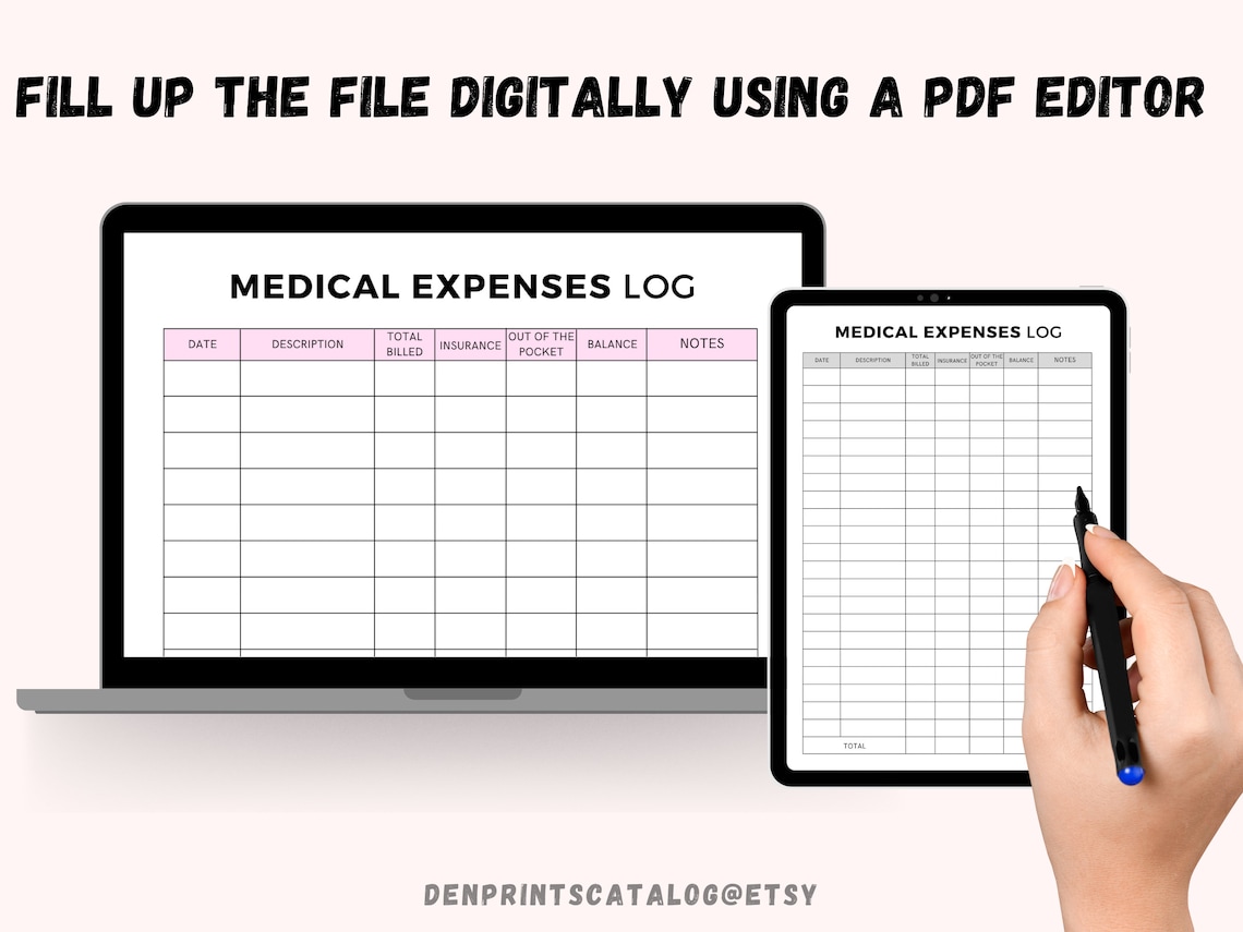 Medical Expense Record Printable Medical Spending Tracker Etsy