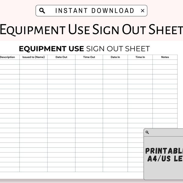 Inventory Sign Out Sheet Template - Etsy
