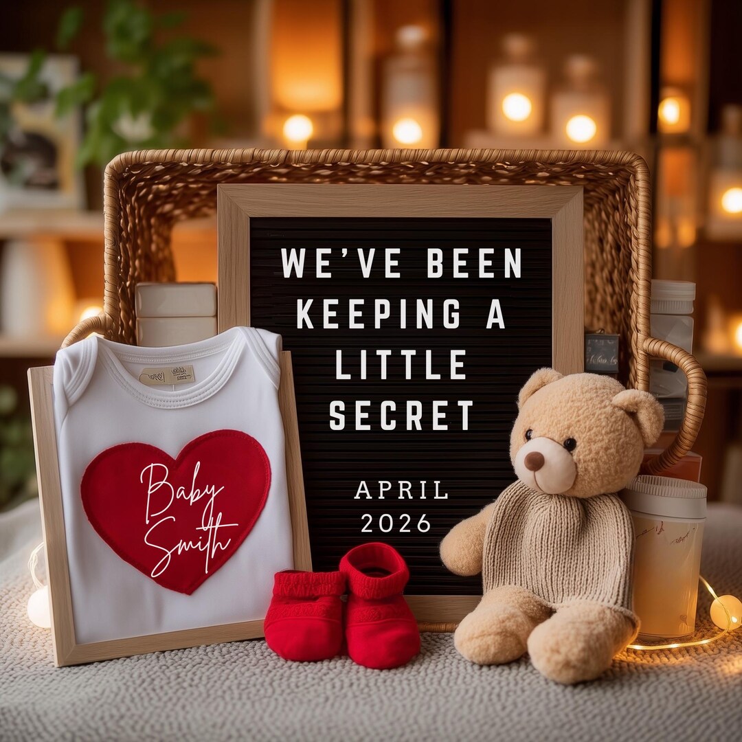 Pregnancy Announcement April 2026, Boho Baby Reveal Template, Neutral ...
