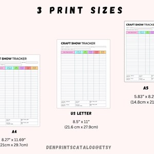 Craft Show Tracker Printable, Craft Fair Planner PDF, Business Forms ...
