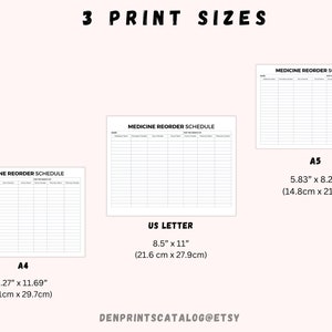 Printable Medicine Reorder Prescription Refill Tracker, Print and Write ...