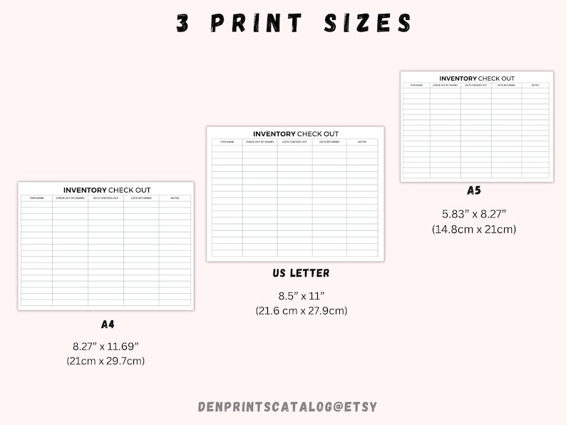 Inventory Sign Out Sheet Checkout Form, Print and Write PDF, Worksheets ...