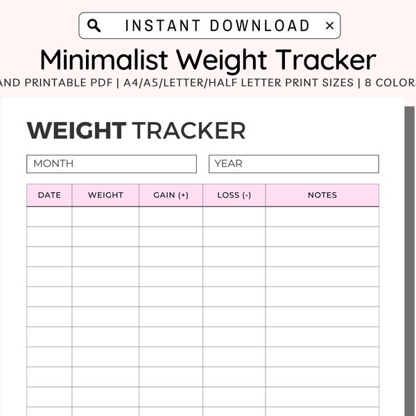 Weight Loss Journal, Digital Planner, GoodNotes Planner, iPad Planner, Fitness Planner, Workout Planner, Meal Planner, Weight Tracker PDF