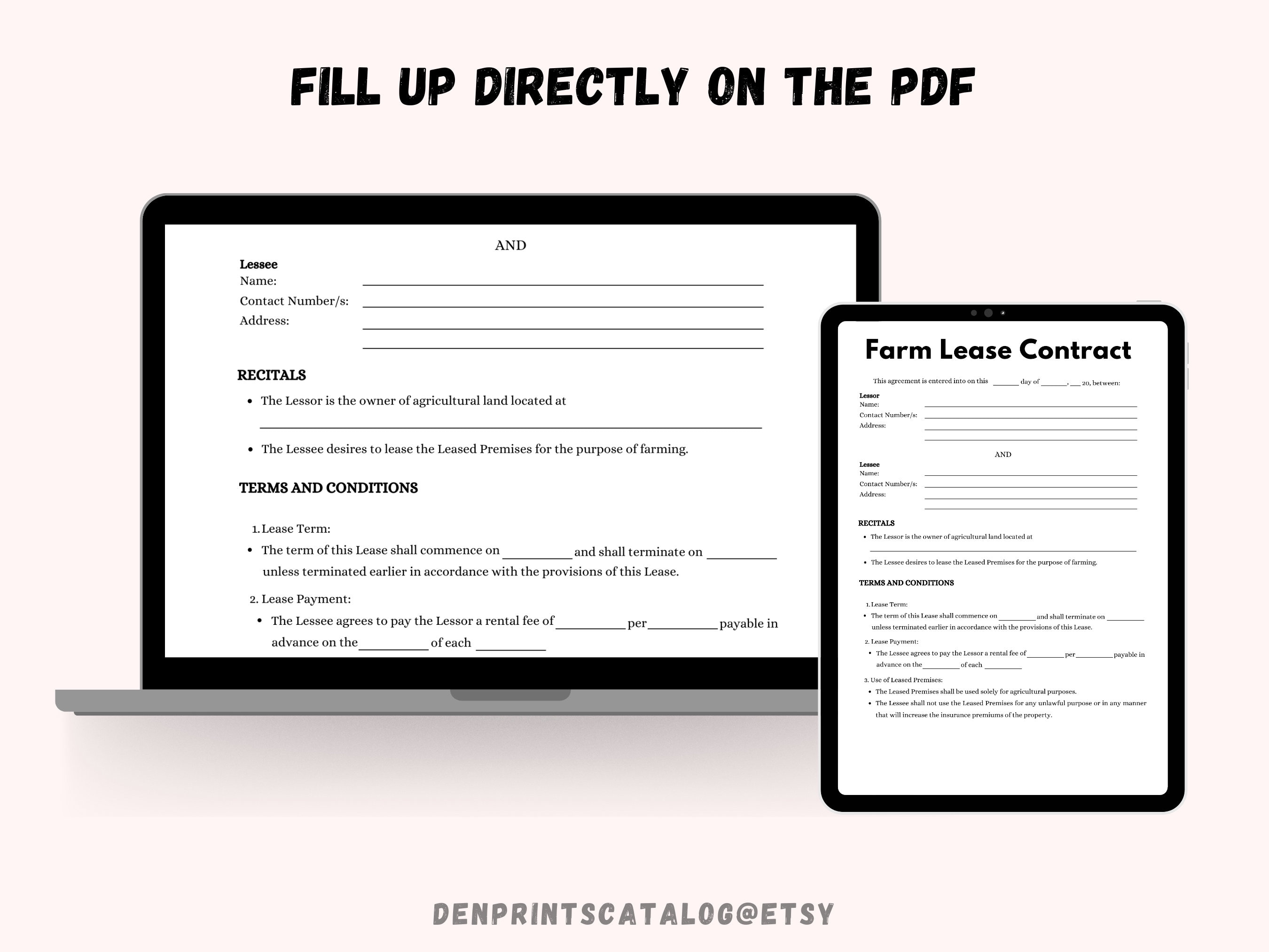 Fillable Farm Lease Contract Template Printable PDF Editable in Canva