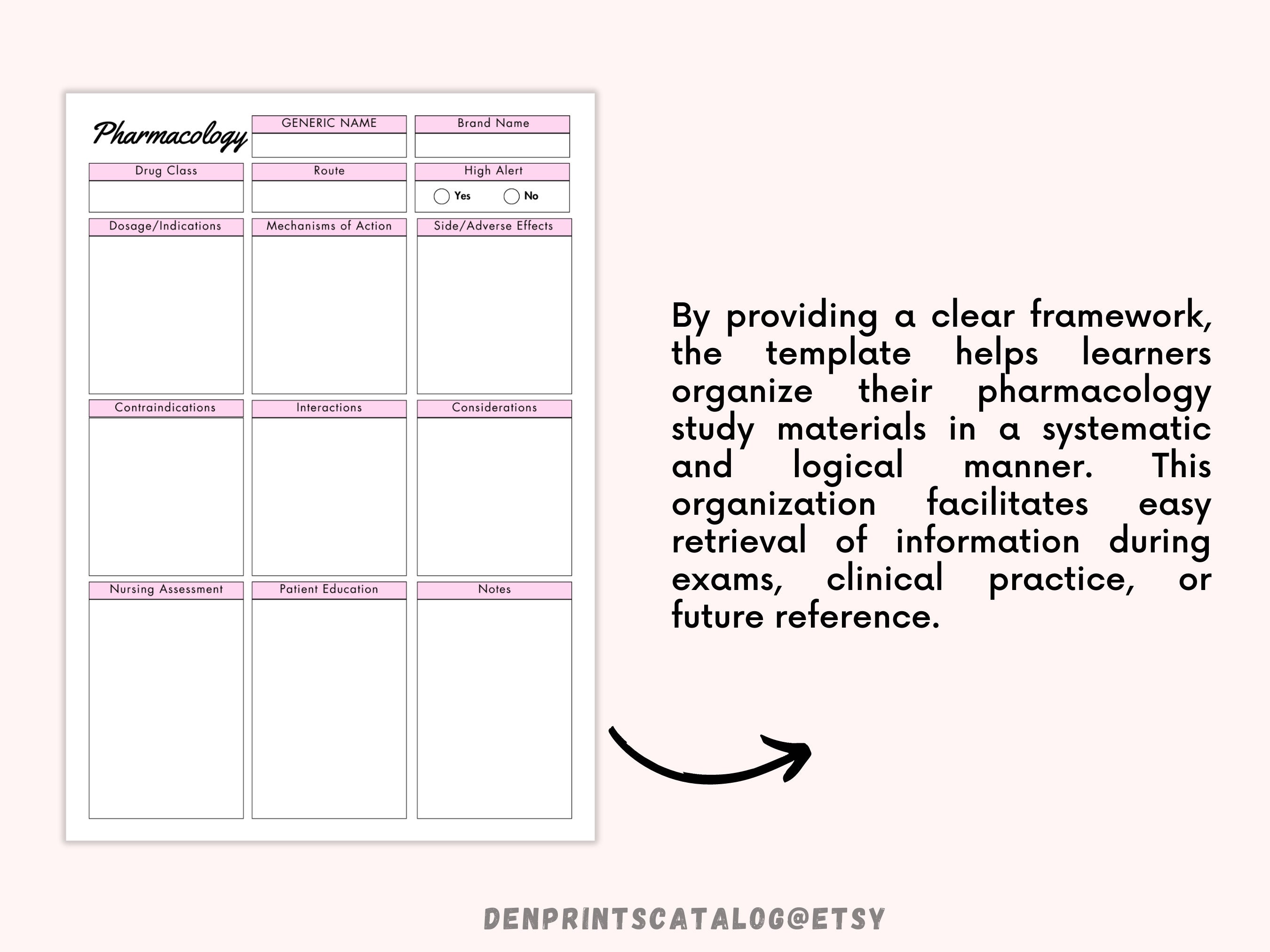 Printable Pharmacology Template for Nursing Student, Student Nurse Printable Pharmacology Template for Nursing Student, Student Nurse
