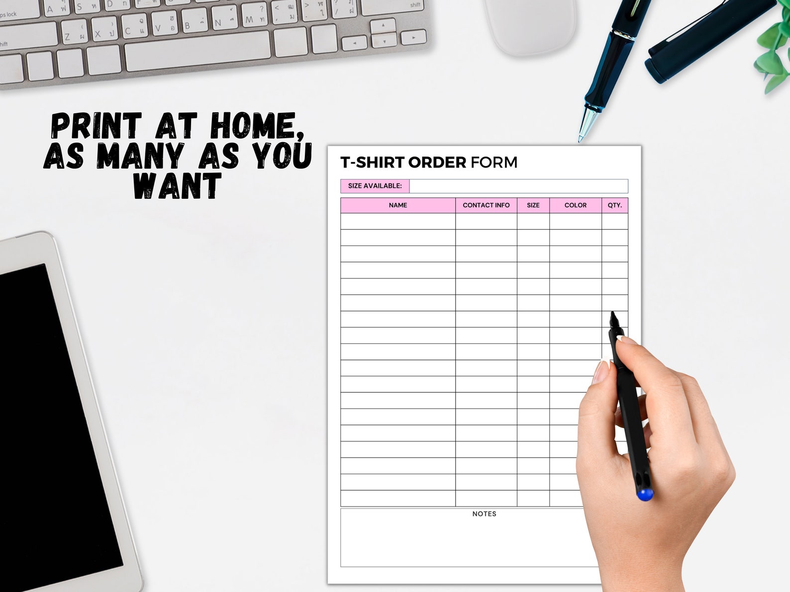 Printable T Shirt Order Form Template, Editable Order Form ...