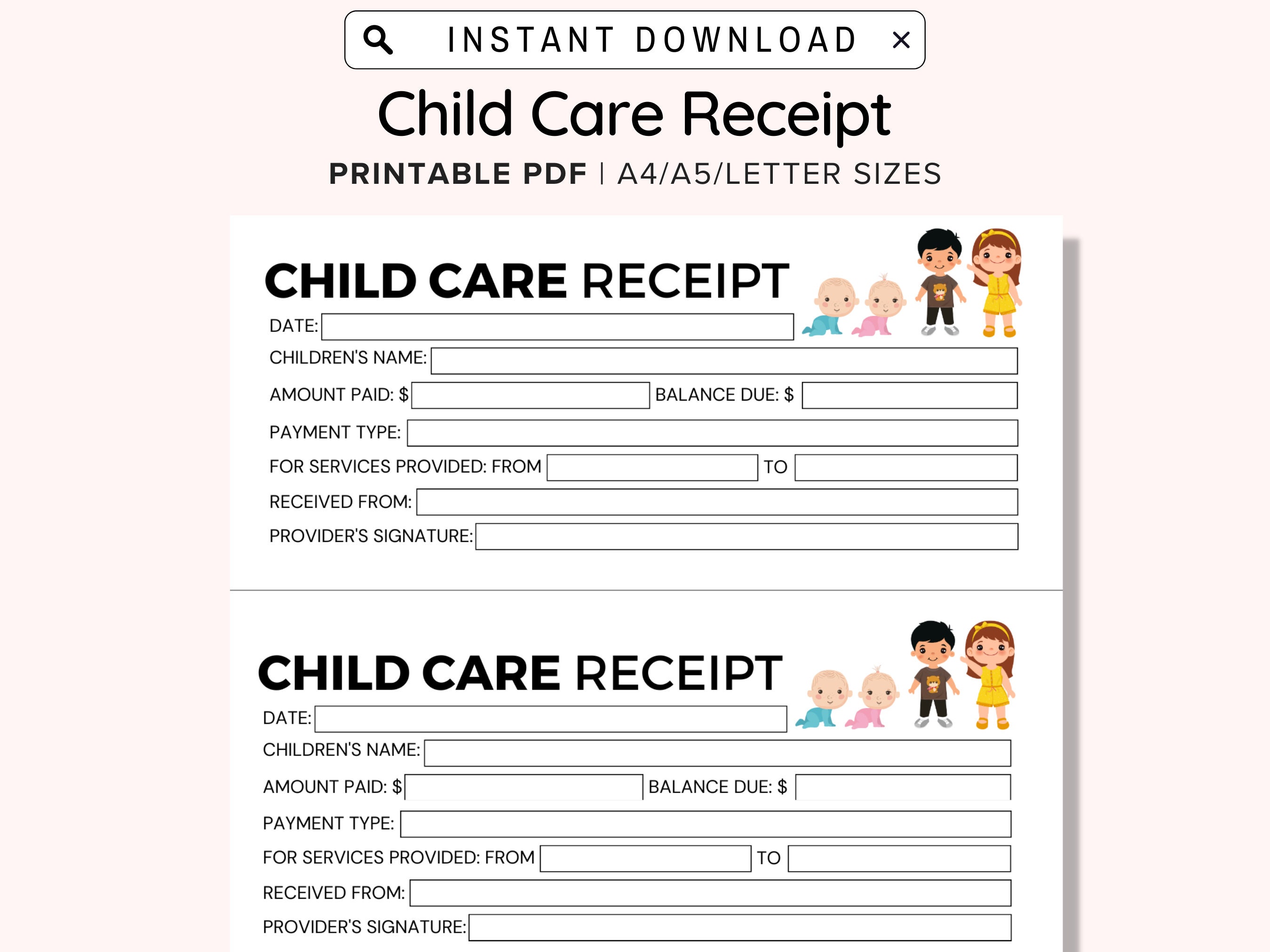 Daycare Receipt Printable Printable Payment Receipt For Child Care 