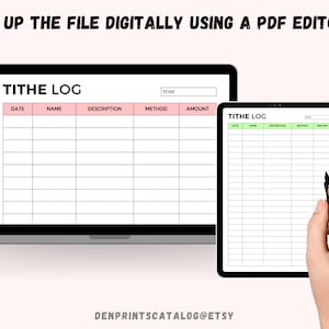 Tithe and Offering Log, Printable Tithing Record, Church Giving Log ...