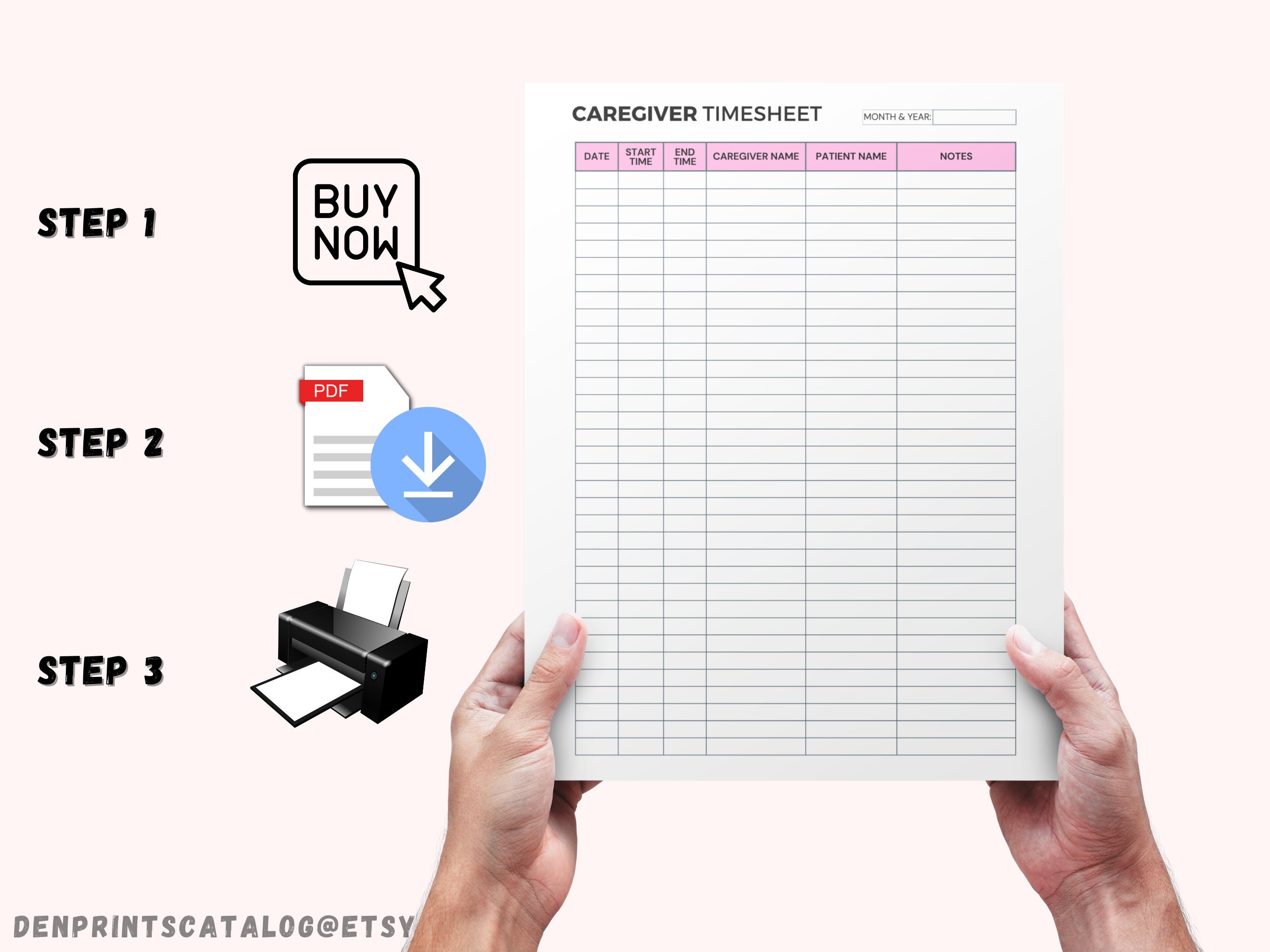 Printable Caregiver Timesheet Home Health Care Time Sheet - Etsy