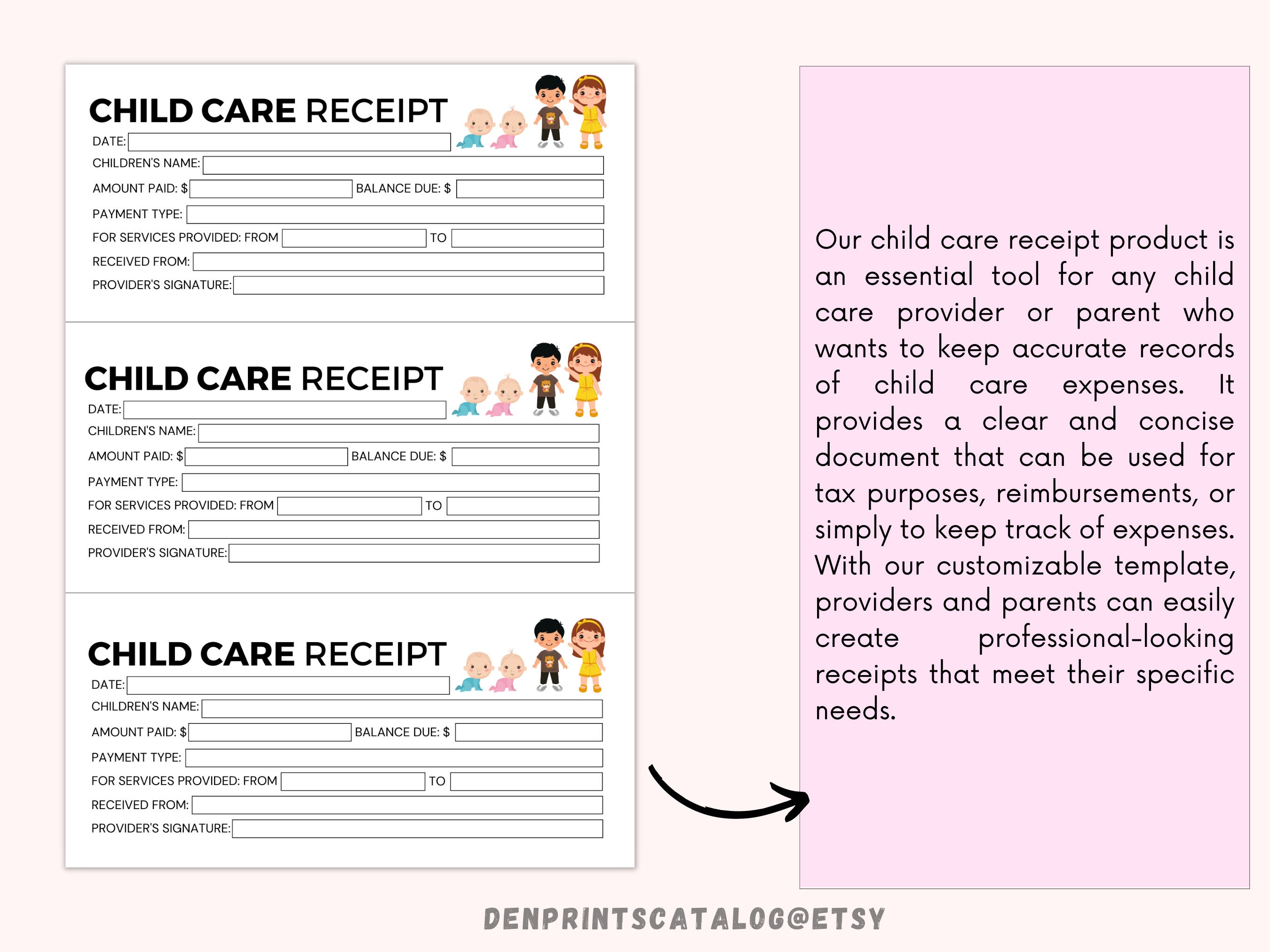 Daycare Receipt Printable Printable Payment Receipt for Child Care Daycare Receipt Printable Printable Payment Receipt for Child Care