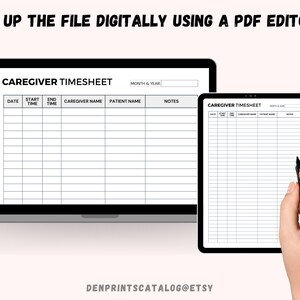 Printable Caregiver Timesheet Home Health Care Time Sheet - Etsy