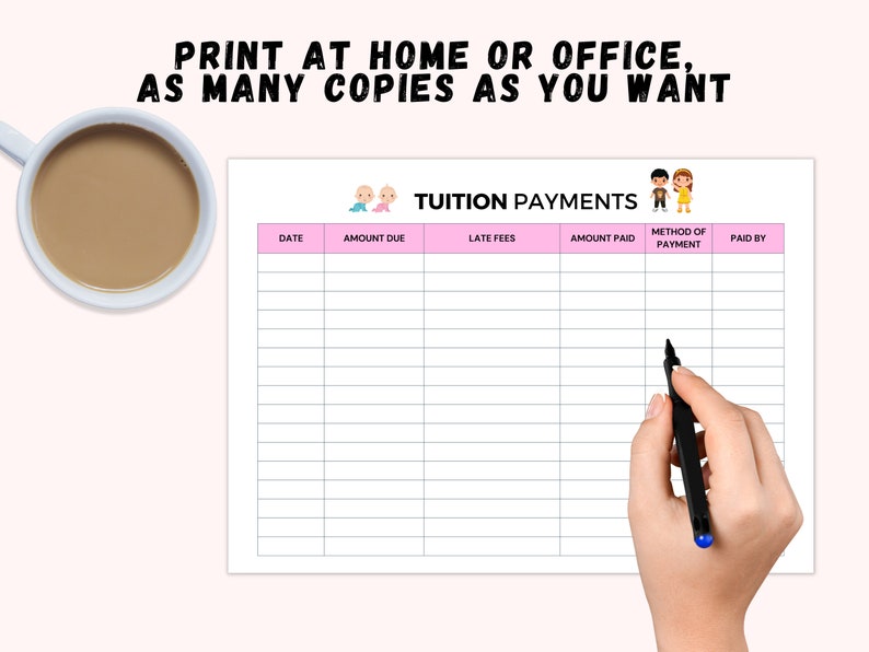 Daycare Tuition Payments Printable, Daycare Tuition Reports, Daycare ...