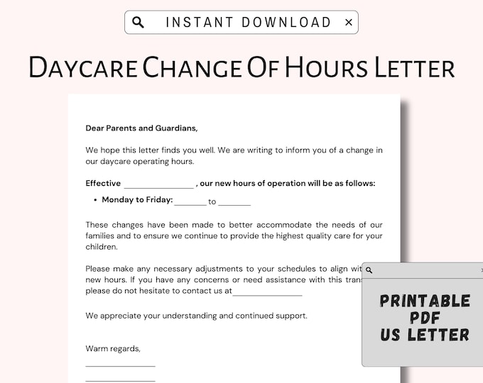 Daycare Permanent Closure Letter to Parents | Daycare Closing Notice ...