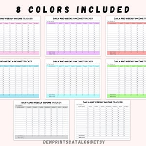 Printable Daily and Weekly Income Tracker, Income Tracker Printable ...