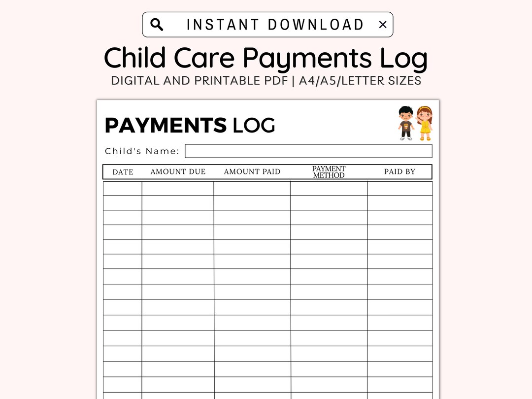 Tuition Payment Log Printable Daycare Payment Log Childcare - Etsy UK