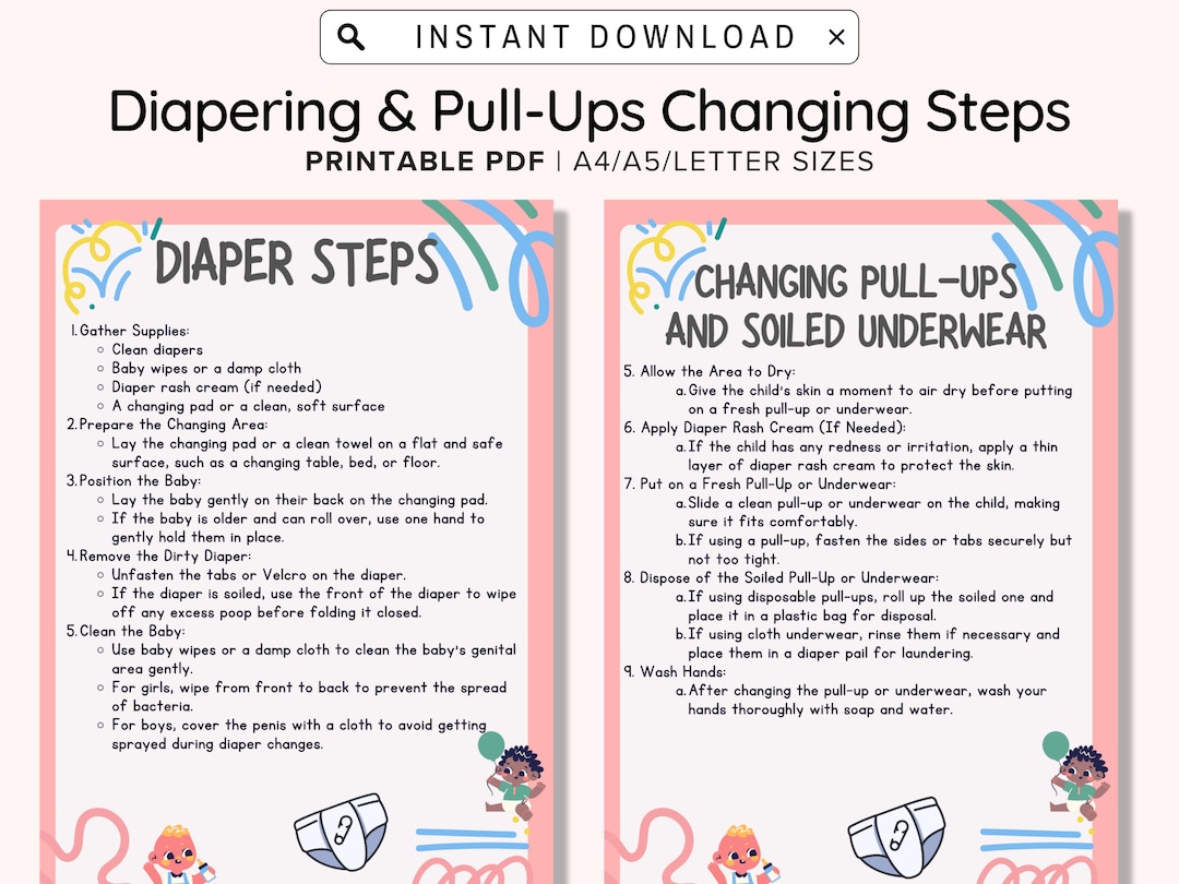 Diaper Changing Steps Daycare Printable Diapering Pull up Changing diaper-changing-steps-daycare-printable-diapering-pull-up-changing