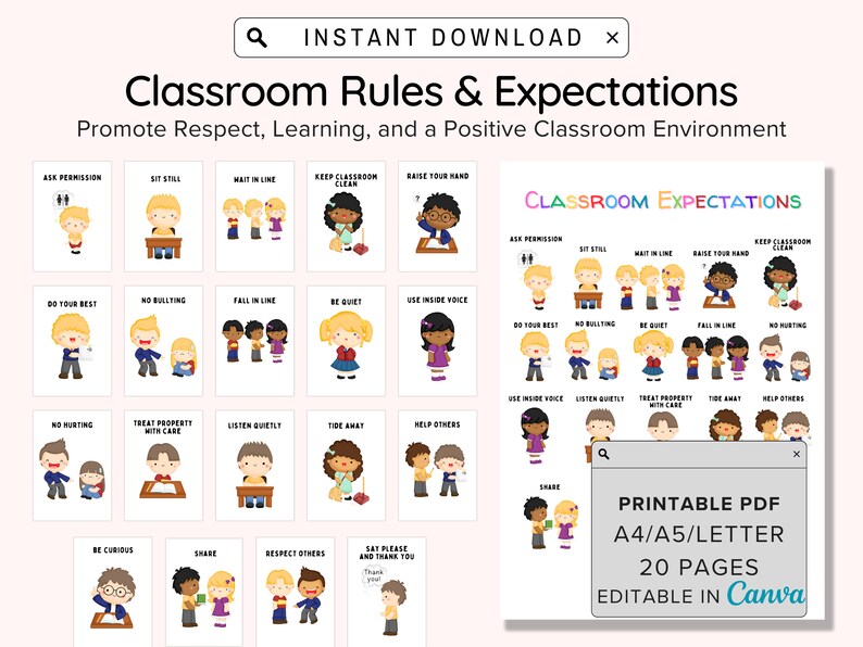 Printable Classroom Rules Printable Daycare Rules Classroom Etsy