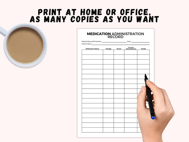 Printable Medication Administration Record, Ready To Print Medication Log Chart, Post-Surgery Medication Chart, Paramedics and Nurses image 5