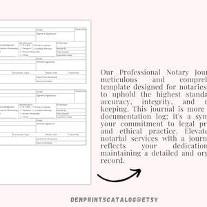 Printable Notary Journal, Notary Public Record Book to Log Notarial ...