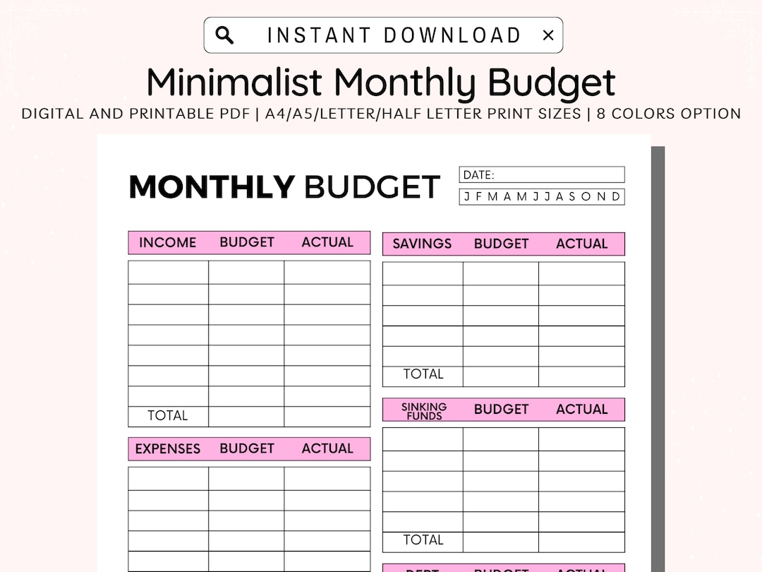 Monthly Budget Printable Monthly Income &amp; Expense Recorder - Etsy