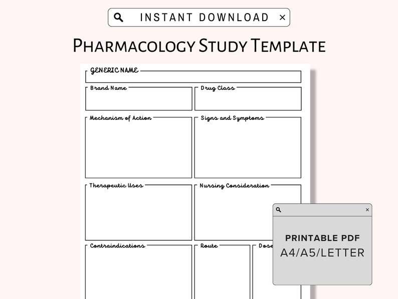 Nursing School Pharmacology Template Printable Pharmacology Map