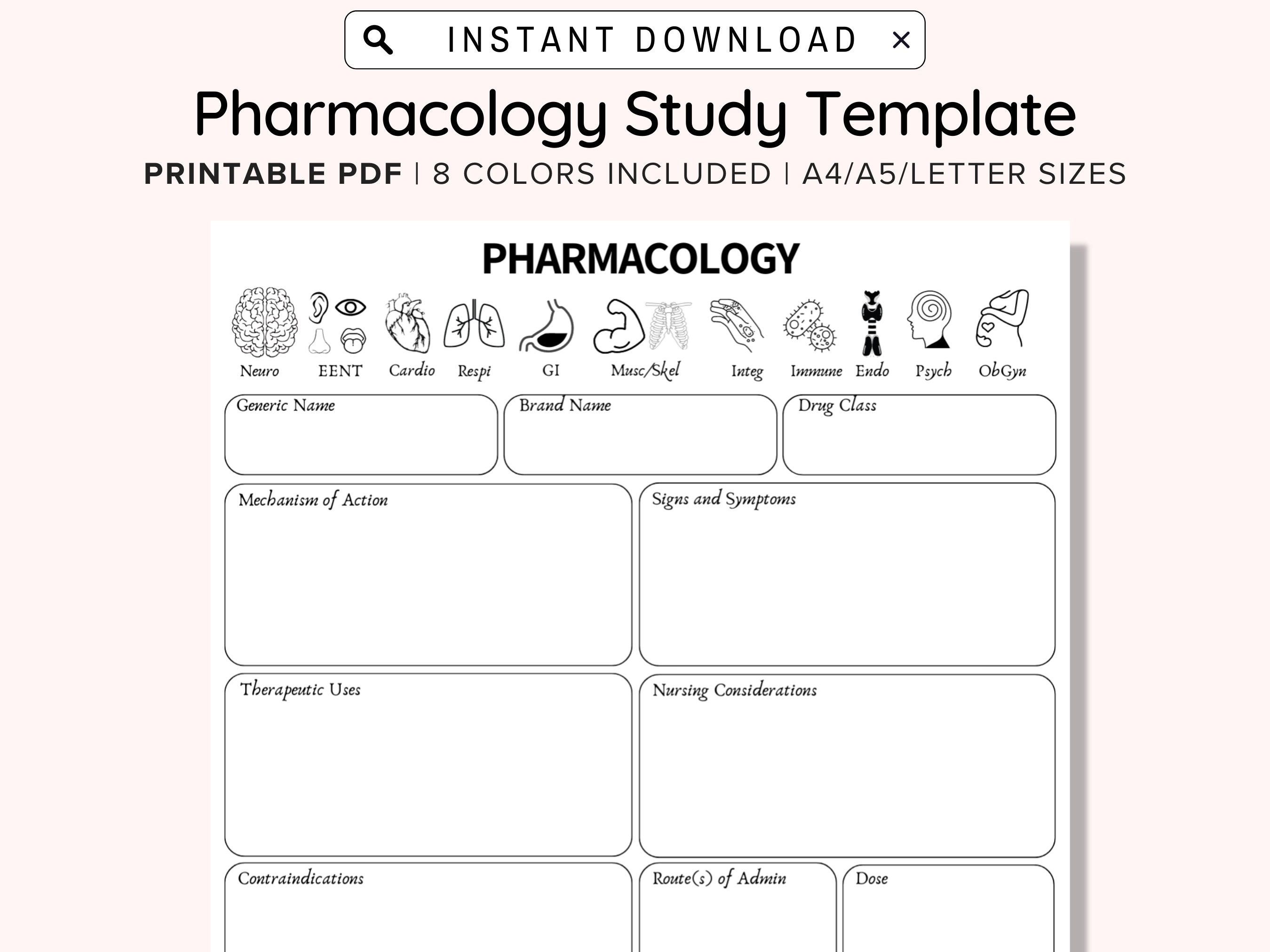 Nursing School Pharmacology Template Printable Pharmacology Etsy Nursing School Pharmacology Template Printable Pharmacology Etsy
