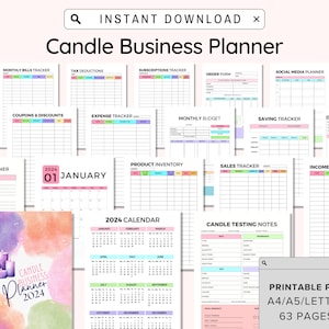 Candle Business Planner Printable, Start up Planner, Candle Making and Testing Template, Candle Recipe, Candle Maker Planner Printable, PDF